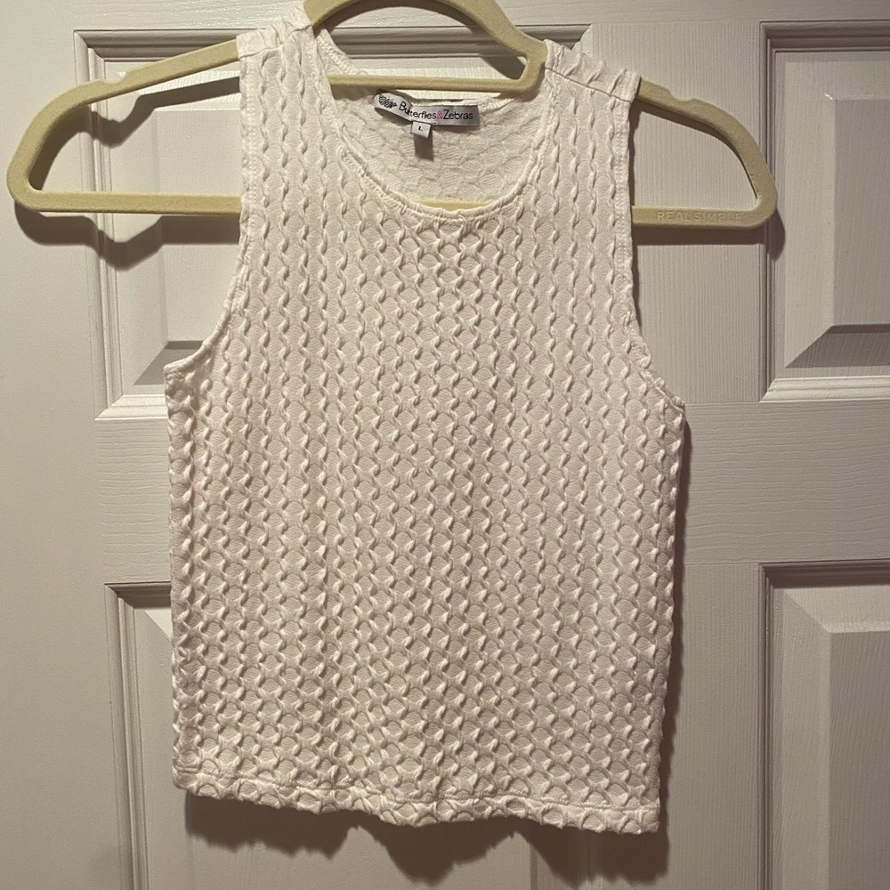 White Textured Crop Top